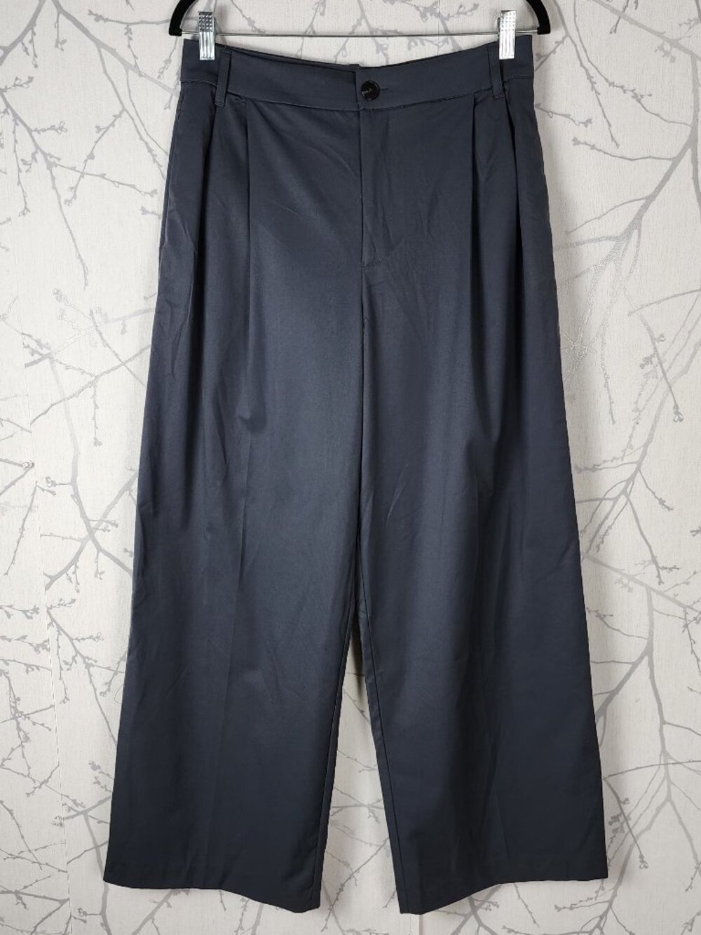Zara NWT Navy High Rise Pleated Wide Leg Trousers